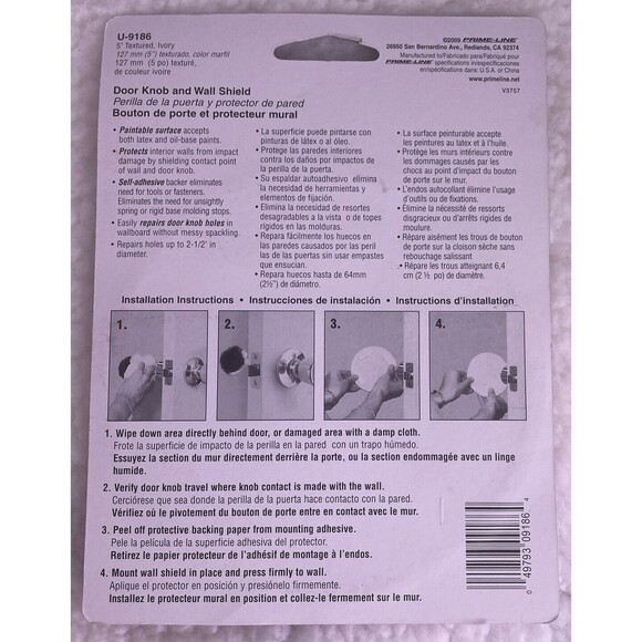 Prime Line 5" Ivory Textured Surface Door Knob & Wall Shield - Picture 5 of 5